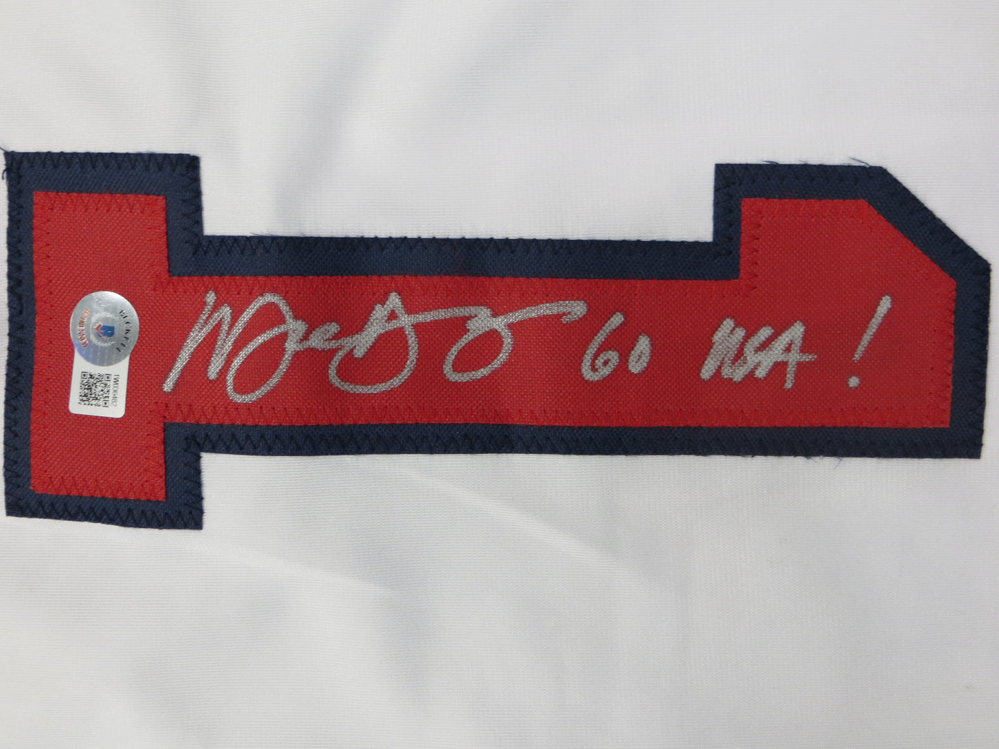 MICHAEL YOUNG TEXAS RANGERS USA BASEBALL SIGNED JERSEY w/INSC BAS