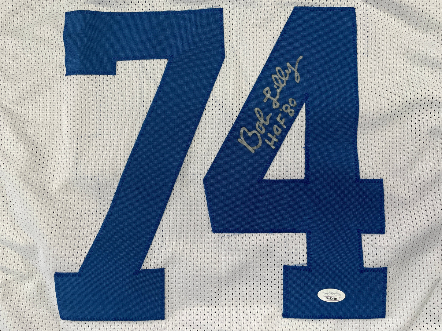 BOB LILLY DALLAS COWBOYS SIGNED STAT FOOTBALL JERSEY w/HOF JSA