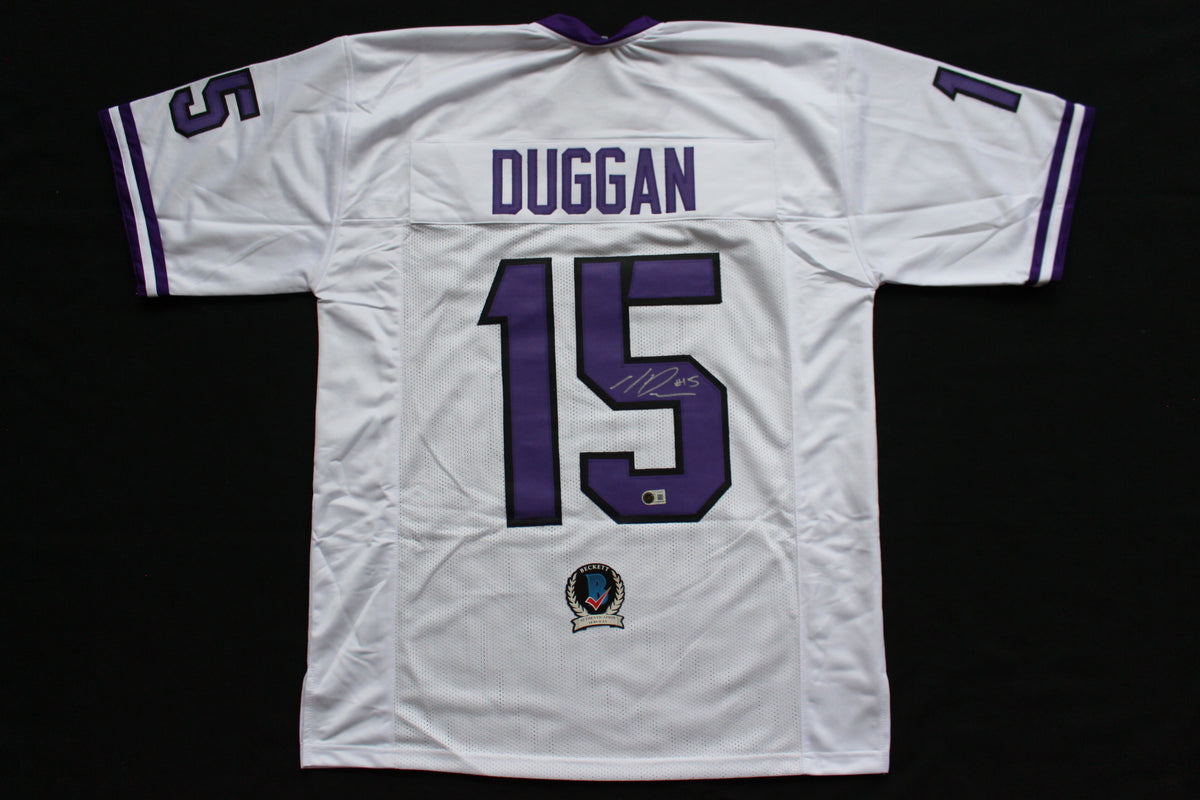 MAX DUGGAN TCU HORNED FROGS SIGNED White JERSEY BAS