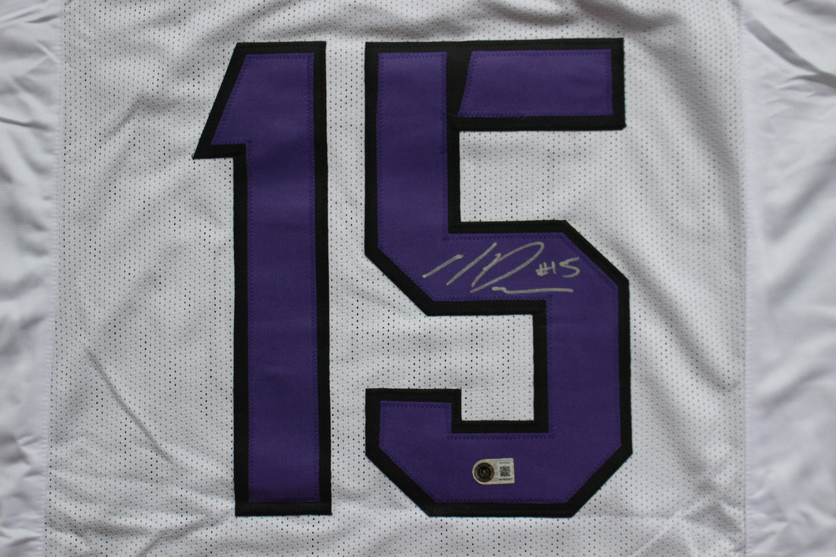 MAX DUGGAN TCU HORNED FROGS SIGNED White JERSEY BAS