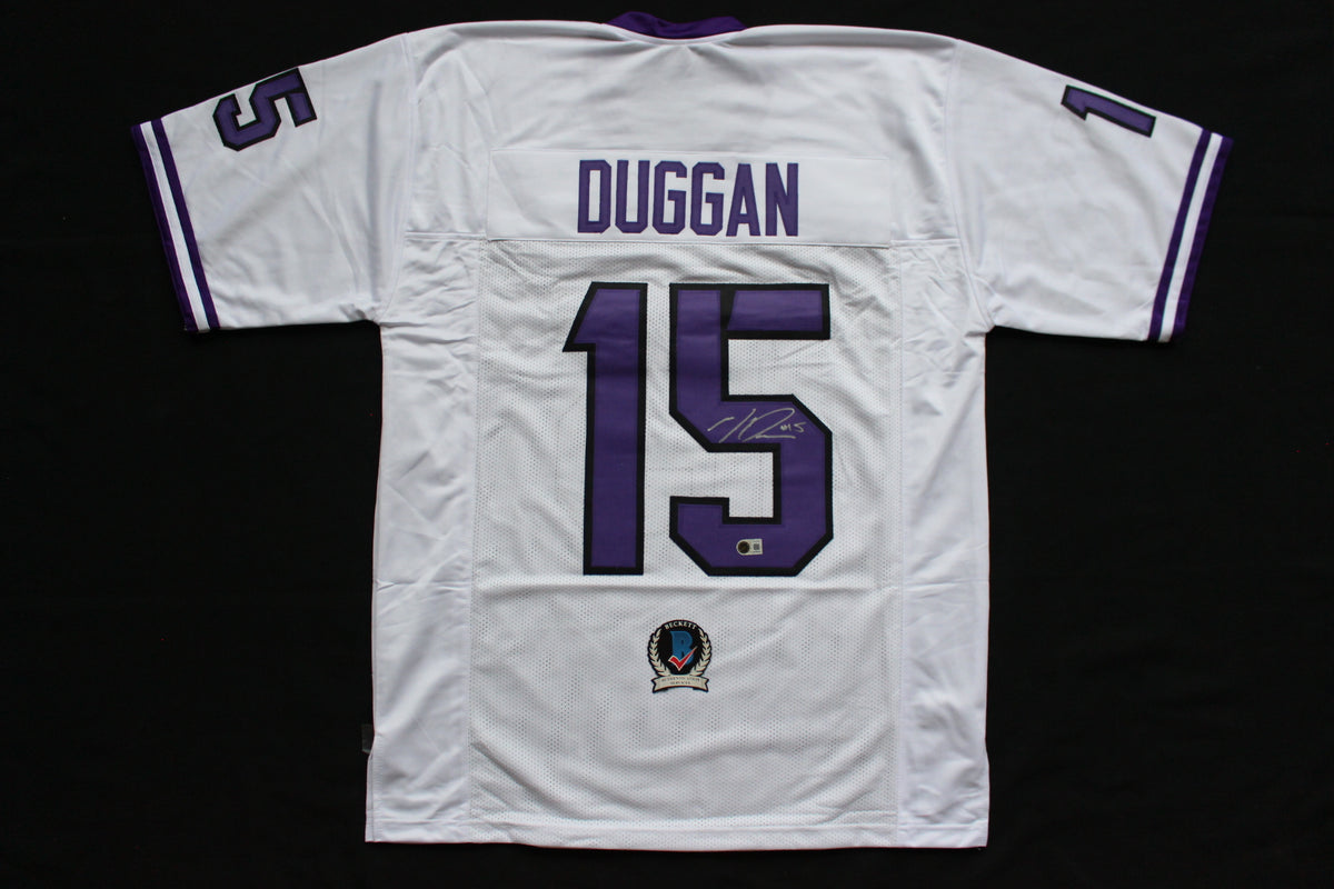 MAX DUGGAN TCU HORNED FROGS SIGNED White JERSEY BAS