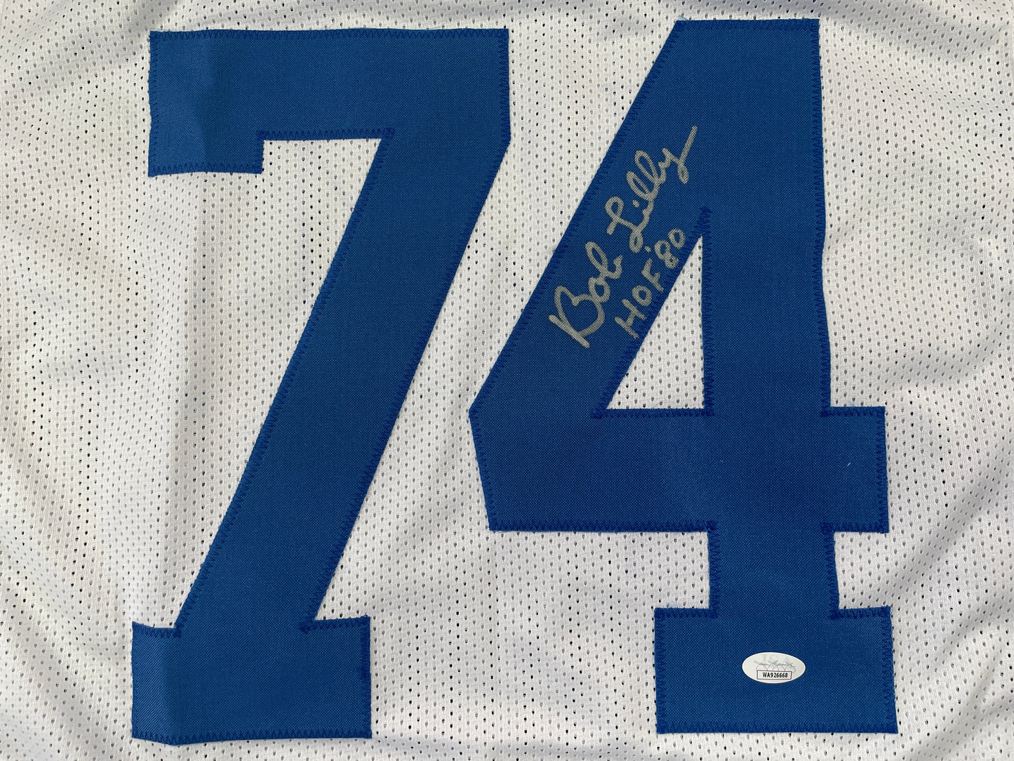 BOB LILLY DALLAS COWBOYS SIGNED STAT FOOTBALL JERSEY w/HOF JSA