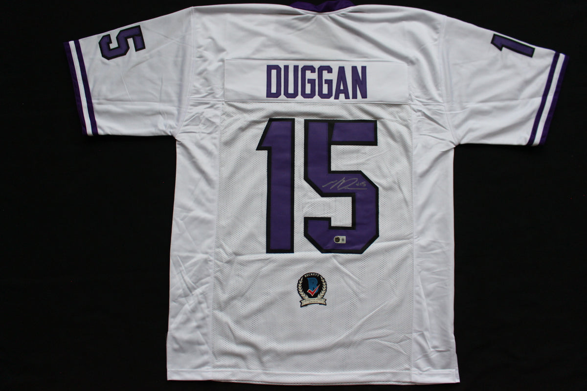 MAX DUGGAN TCU HORNED FROGS SIGNED White JERSEY BAS
