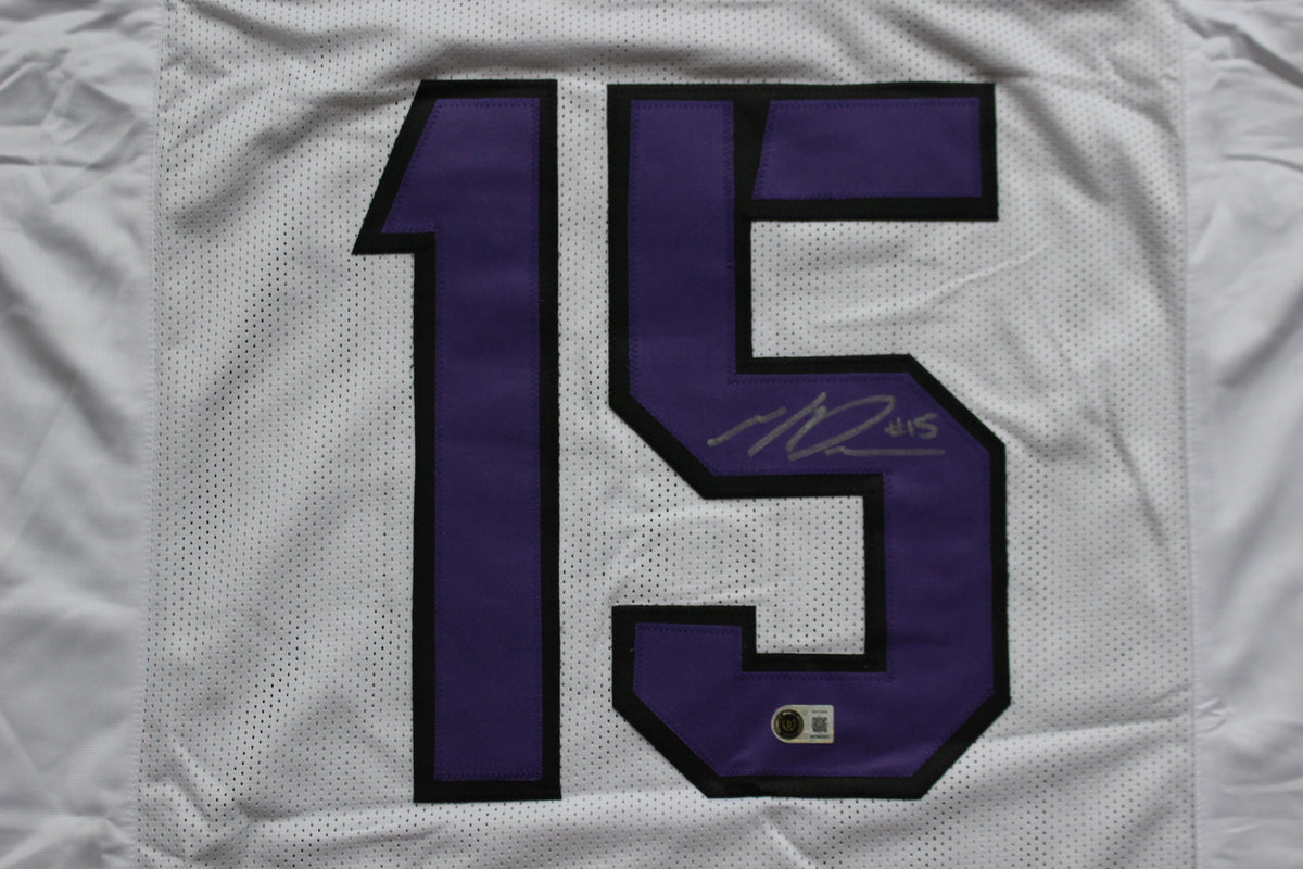 MAX DUGGAN TCU HORNED FROGS SIGNED White JERSEY BAS