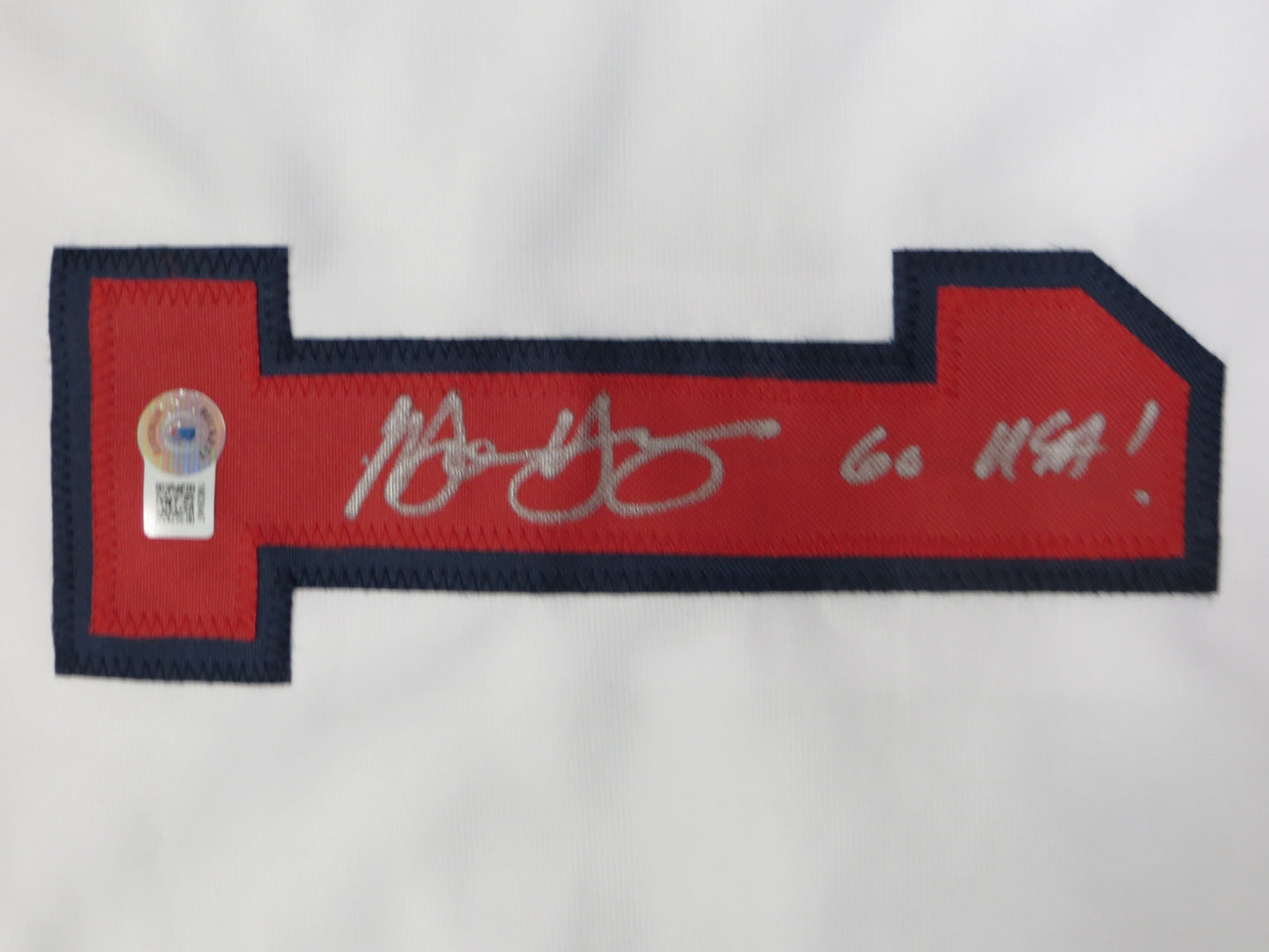 MICHAEL YOUNG TEXAS RANGERS USA BASEBALL SIGNED JERSEY w/INSC BAS