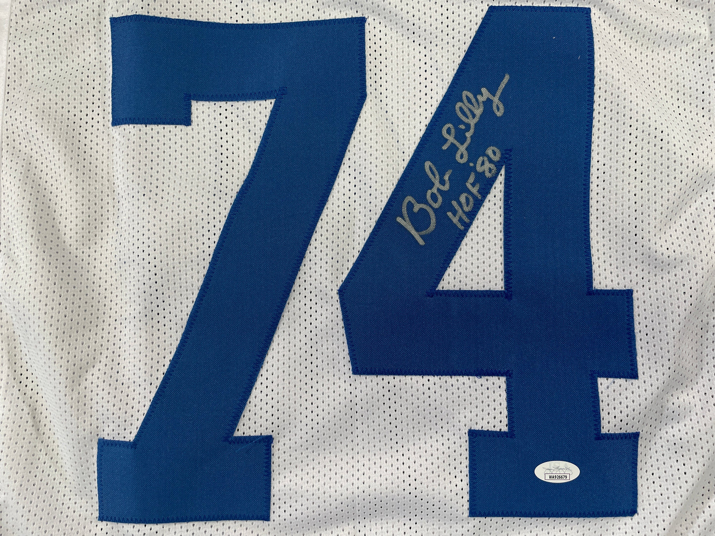 BOB LILLY DALLAS COWBOYS SIGNED STAT FOOTBALL JERSEY w/HOF JSA