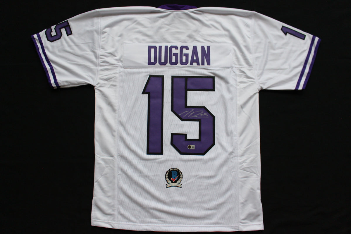 MAX DUGGAN TCU HORNED FROGS SIGNED White JERSEY BAS