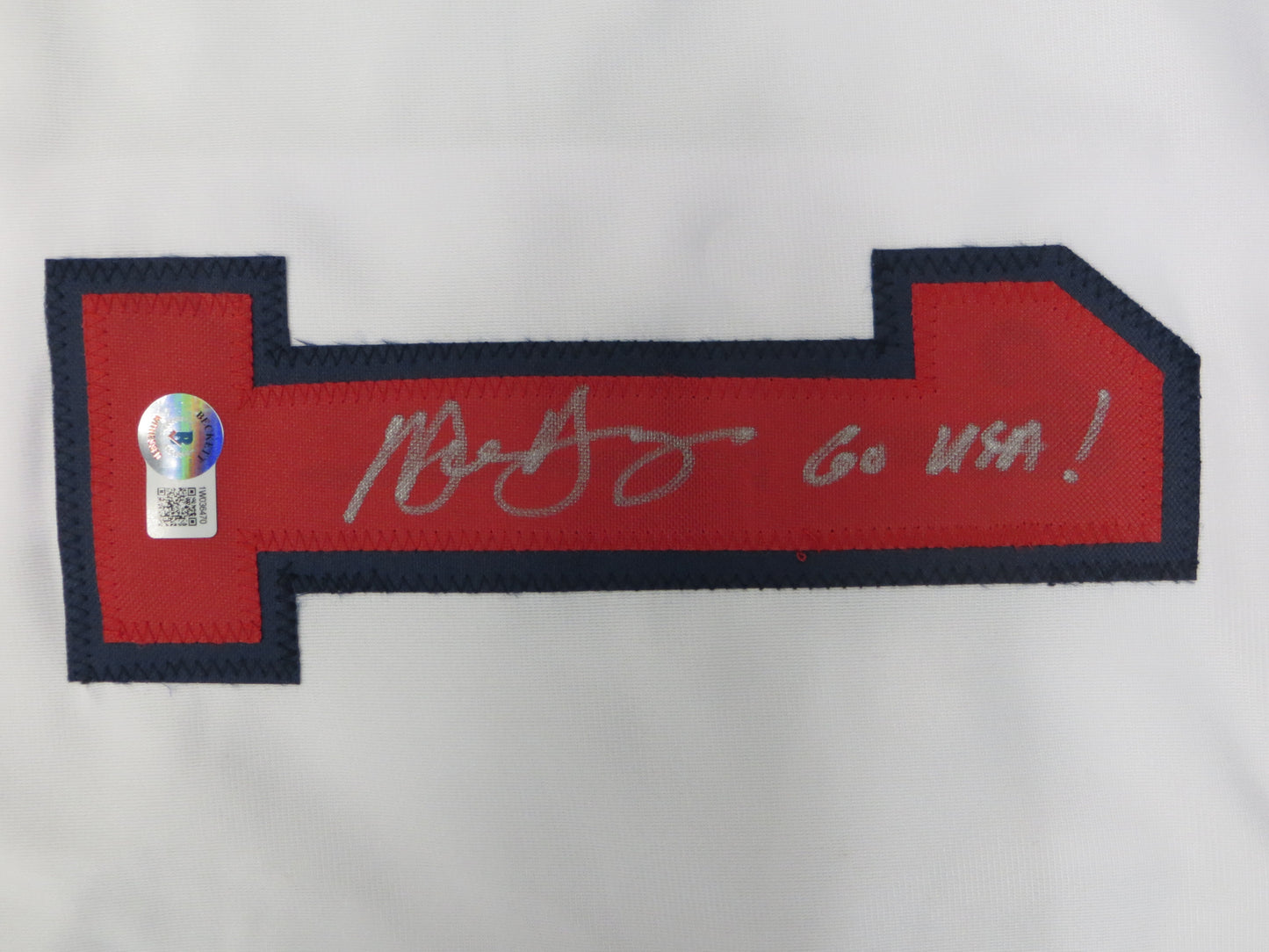 MICHAEL YOUNG TEXAS RANGERS USA BASEBALL SIGNED JERSEY w/INSC BAS