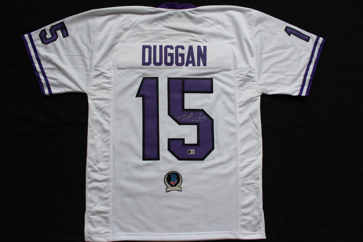 MAX DUGGAN TCU HORNED FROGS SIGNED White JERSEY BAS
