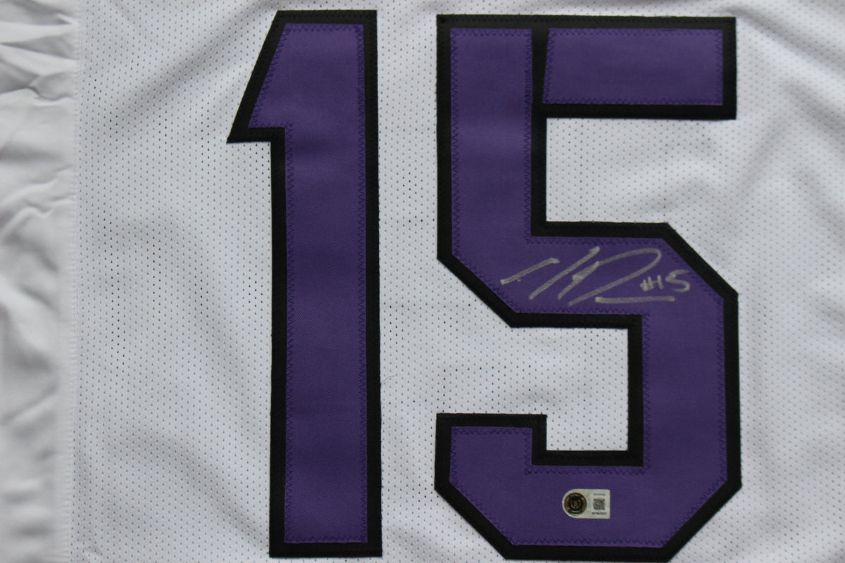 MAX DUGGAN TCU HORNED FROGS SIGNED White JERSEY BAS