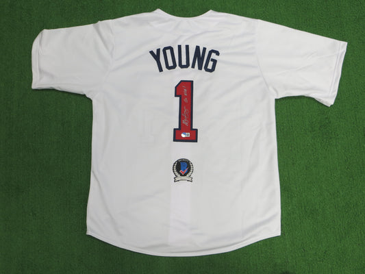 MICHAEL YOUNG TEXAS RANGERS USA BASEBALL SIGNED JERSEY w/INSC BAS