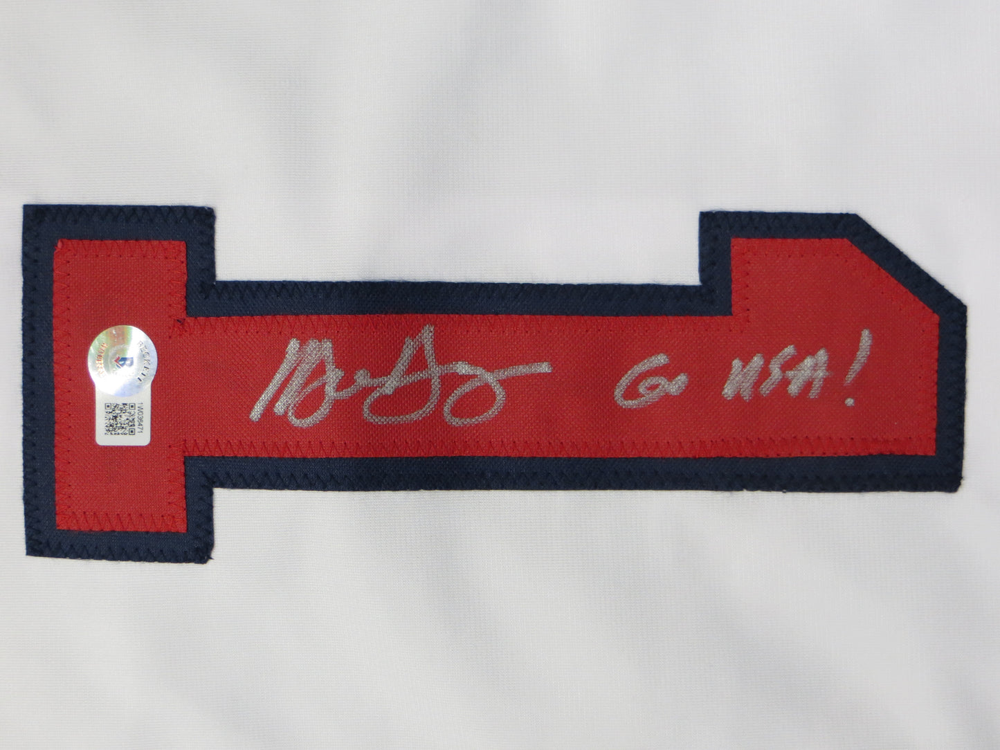 MICHAEL YOUNG TEXAS RANGERS USA BASEBALL SIGNED JERSEY w/INSC BAS