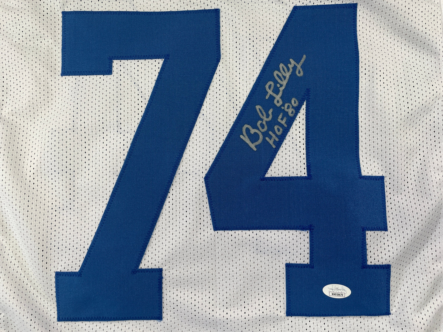 BOB LILLY DALLAS COWBOYS SIGNED STAT FOOTBALL JERSEY w/HOF JSA