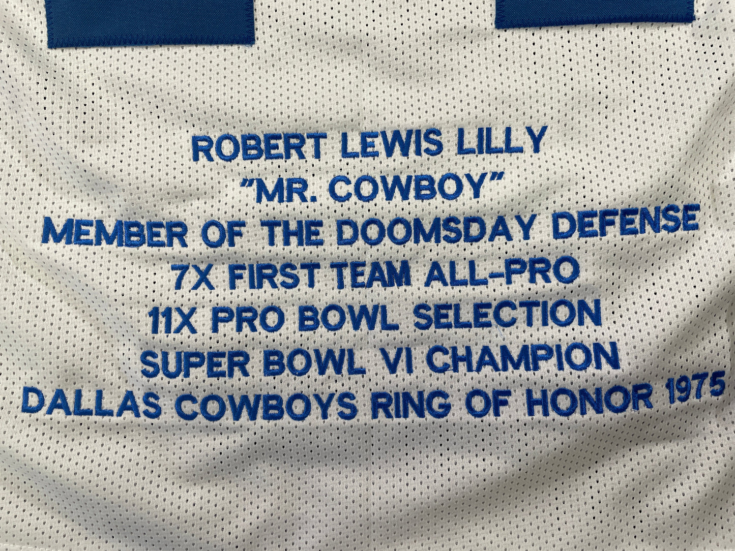 BOB LILLY DALLAS COWBOYS SIGNED STAT FOOTBALL JERSEY w/HOF JSA