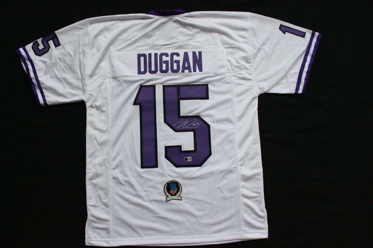 MAX DUGGAN TCU HORNED FROGS SIGNED White JERSEY BAS