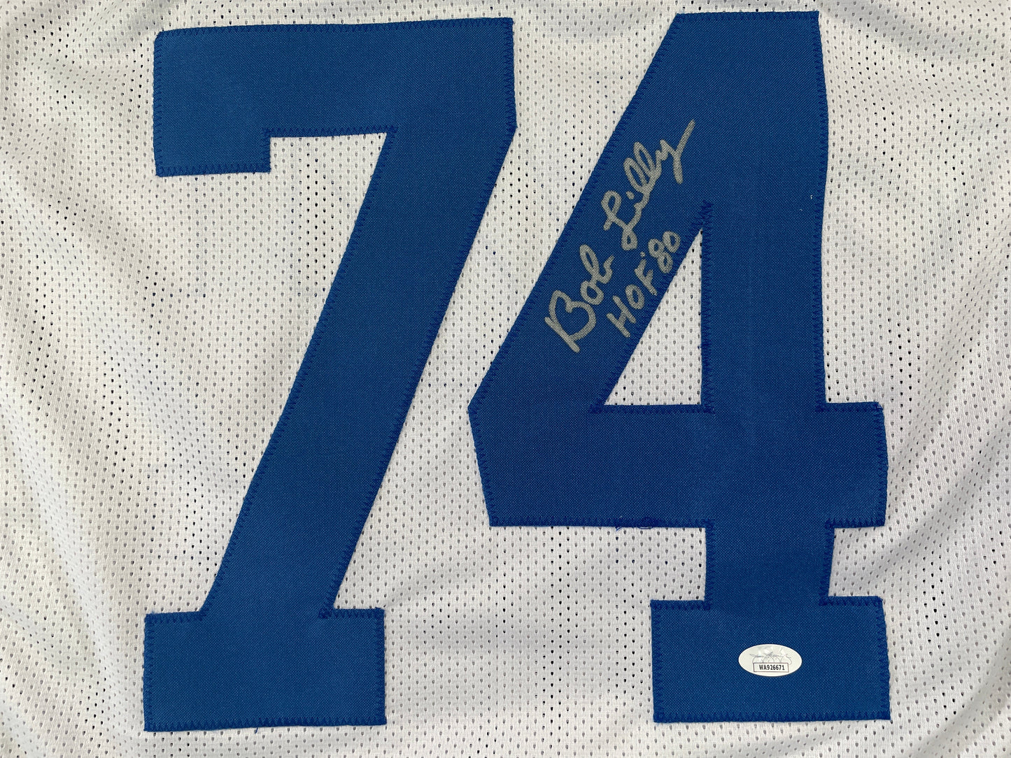 BOB LILLY DALLAS COWBOYS SIGNED STAT FOOTBALL JERSEY w/HOF JSA