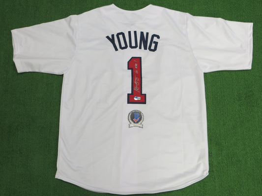 MICHAEL YOUNG TEXAS RANGERS USA BASEBALL SIGNED JERSEY w/INSC BAS