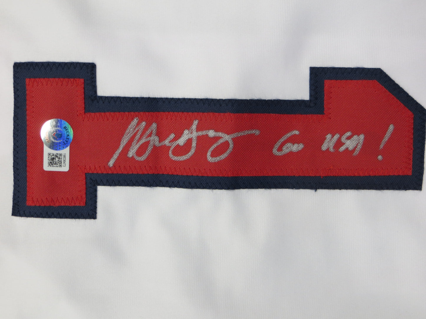 MICHAEL YOUNG TEXAS RANGERS USA BASEBALL SIGNED JERSEY w/INSC BAS