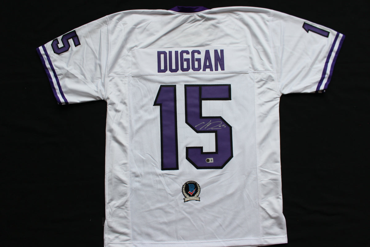 MAX DUGGAN TCU HORNED FROGS SIGNED White JERSEY BAS