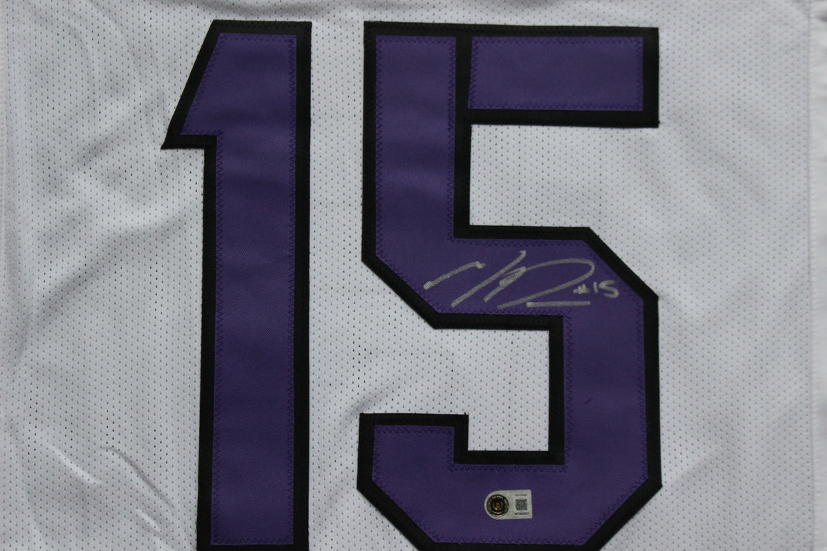 MAX DUGGAN TCU HORNED FROGS SIGNED White JERSEY BAS