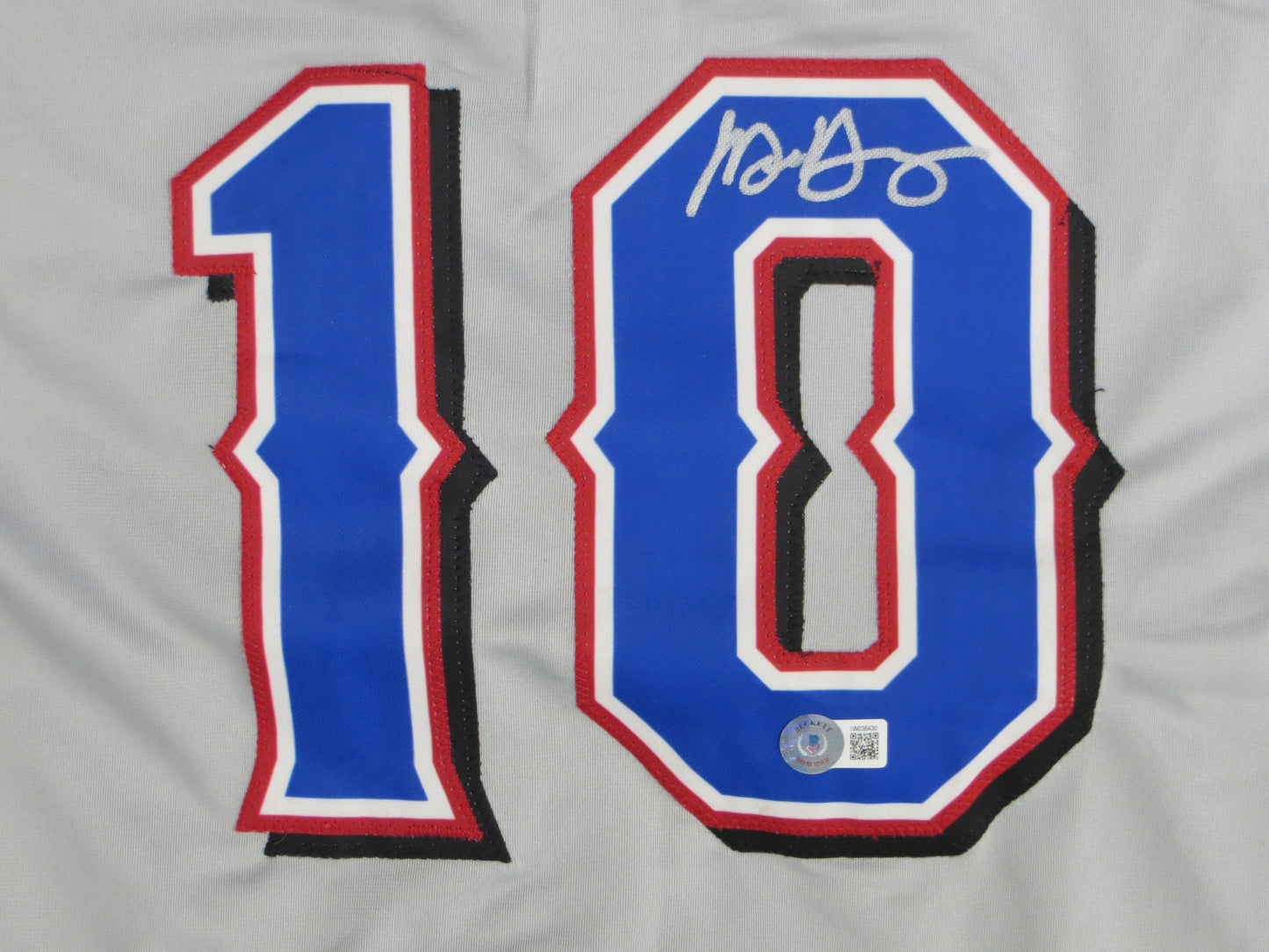 MICHAEL YOUNG TEXAS RANGERS SIGNED GRAY JERSEY size XL BAS COA