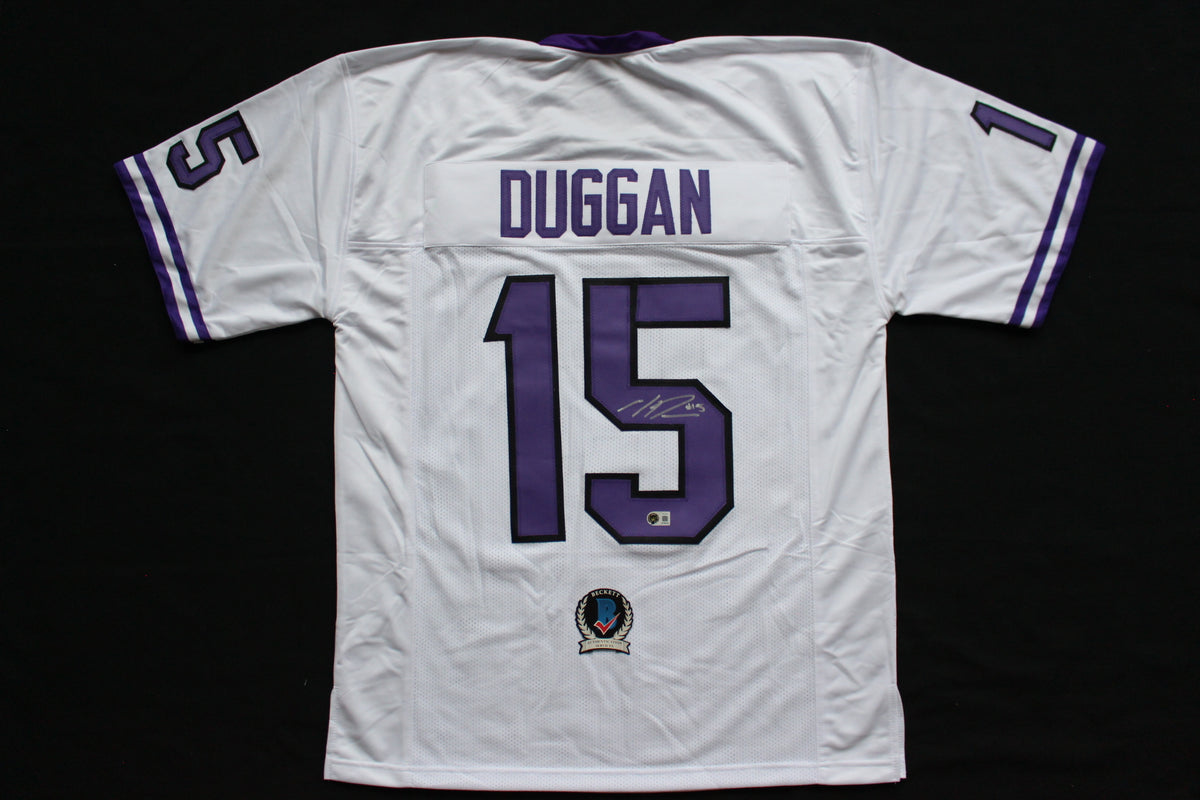 MAX DUGGAN TCU HORNED FROGS SIGNED White JERSEY BAS