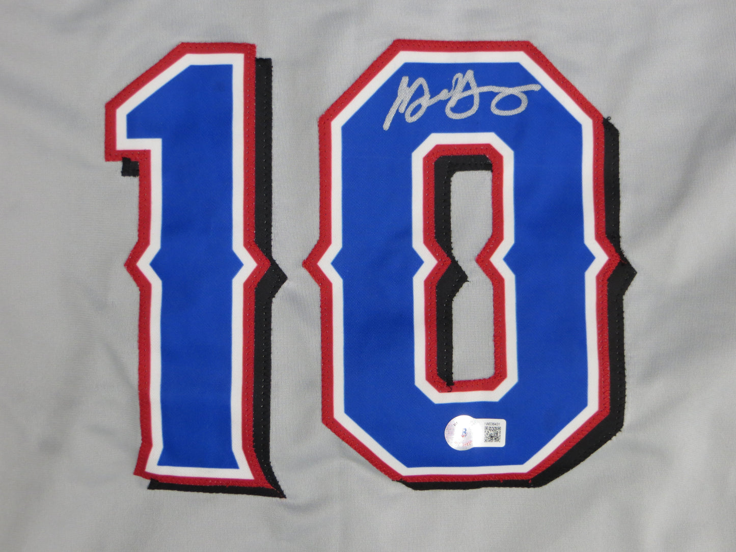 MICHAEL YOUNG TEXAS RANGERS SIGNED GRAY JERSEY size XL BAS COA