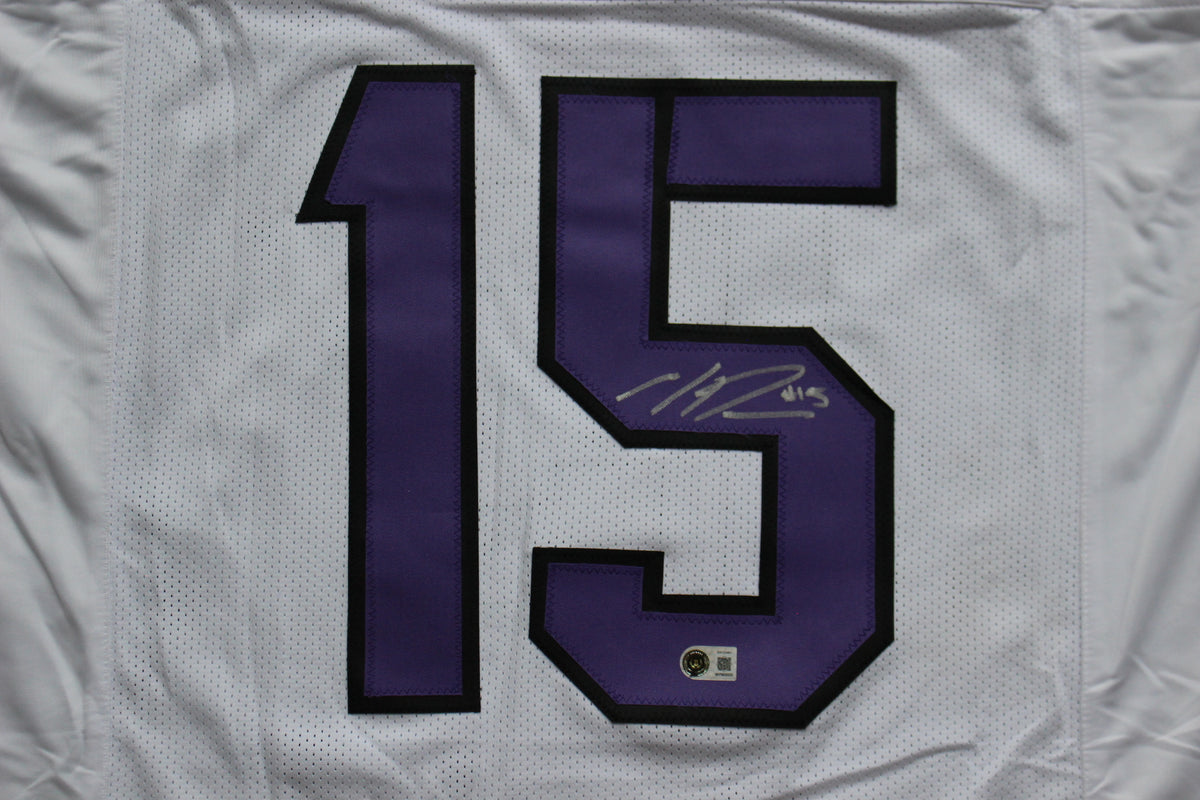 MAX DUGGAN TCU HORNED FROGS SIGNED White JERSEY BAS