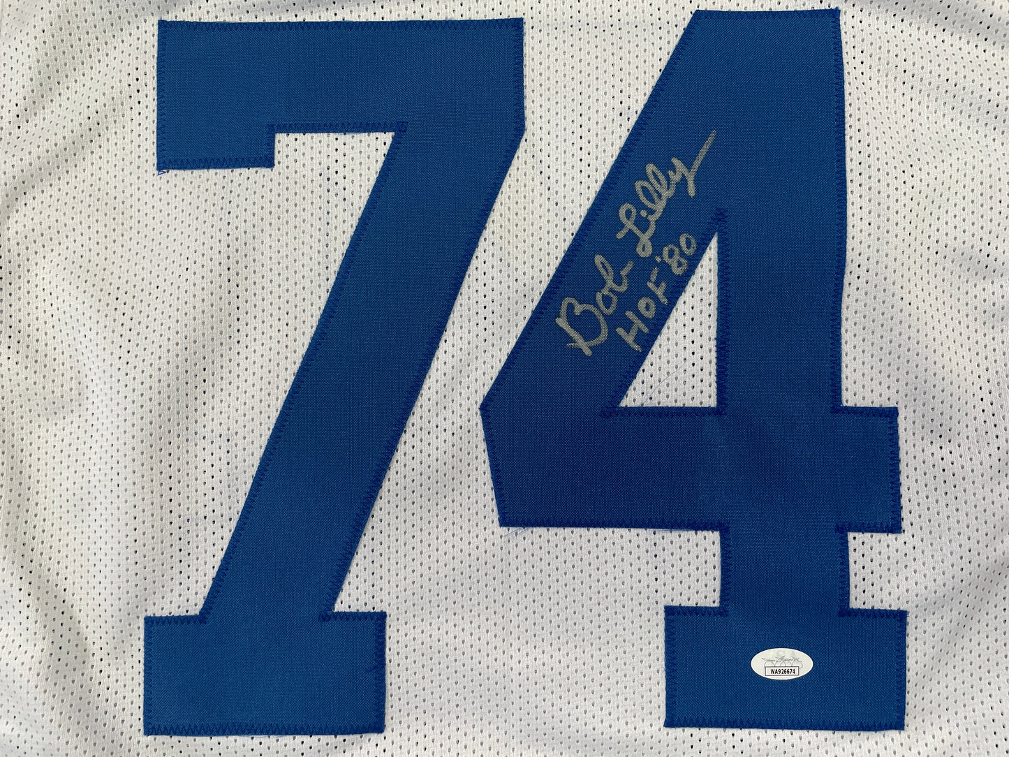 BOB LILLY DALLAS COWBOYS SIGNED STAT FOOTBALL JERSEY w/HOF JSA