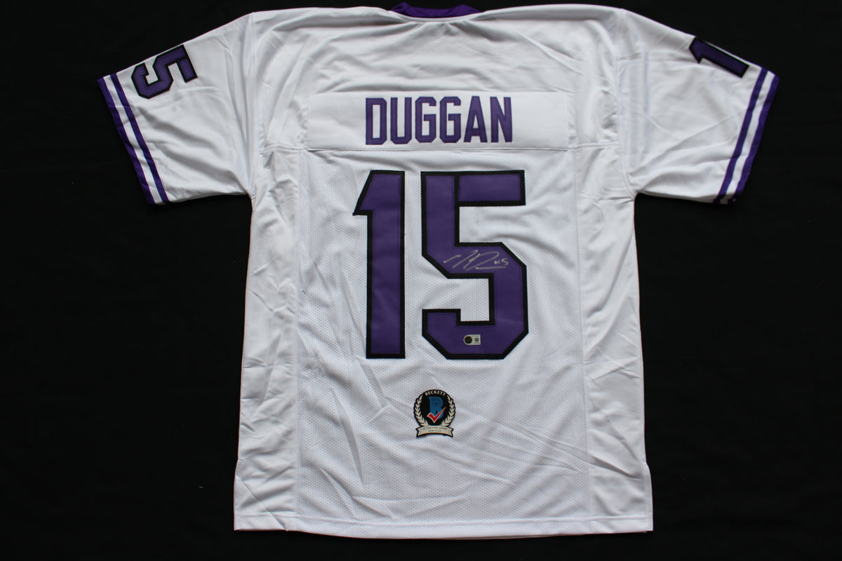 MAX DUGGAN TCU HORNED FROGS SIGNED White JERSEY BAS