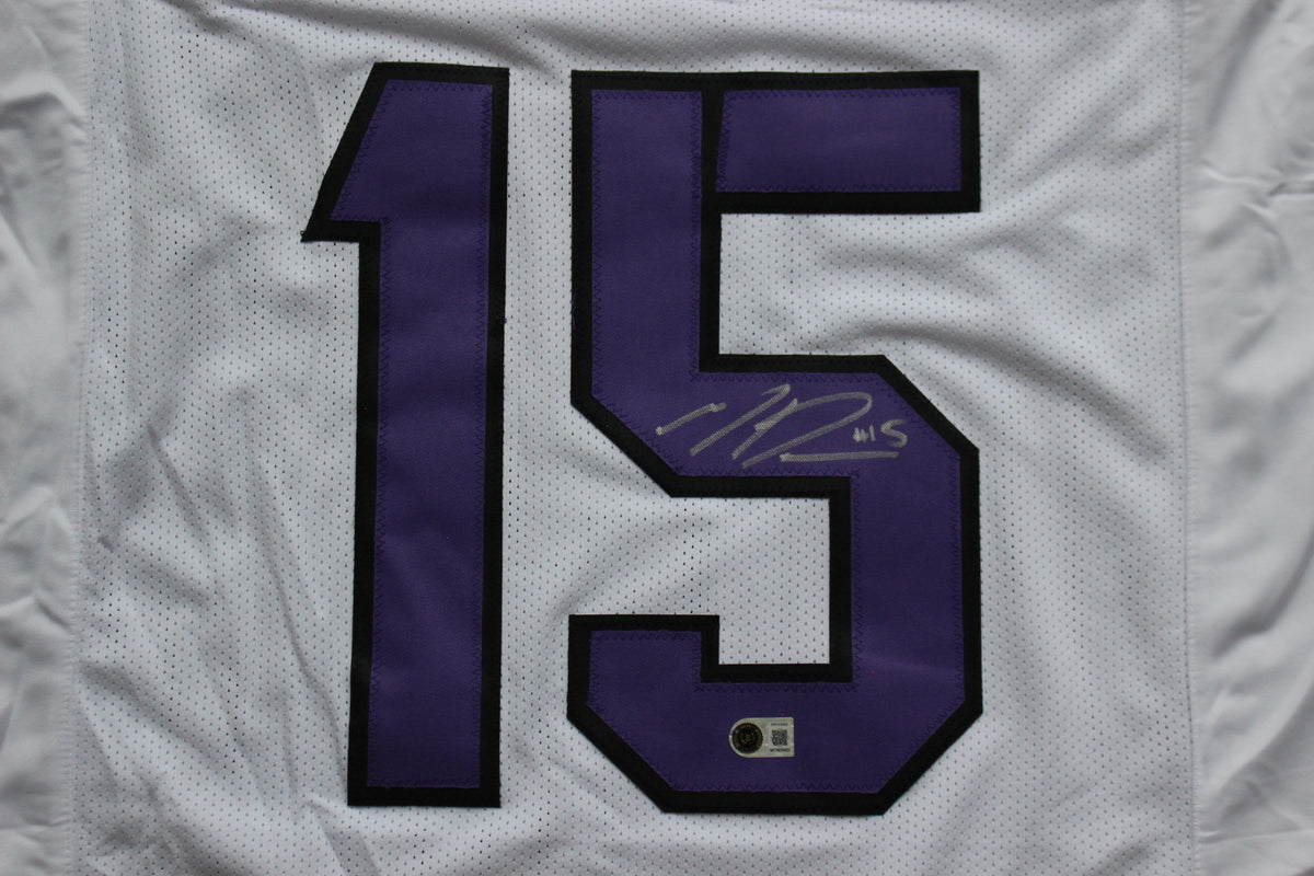 MAX DUGGAN TCU HORNED FROGS SIGNED White JERSEY BAS