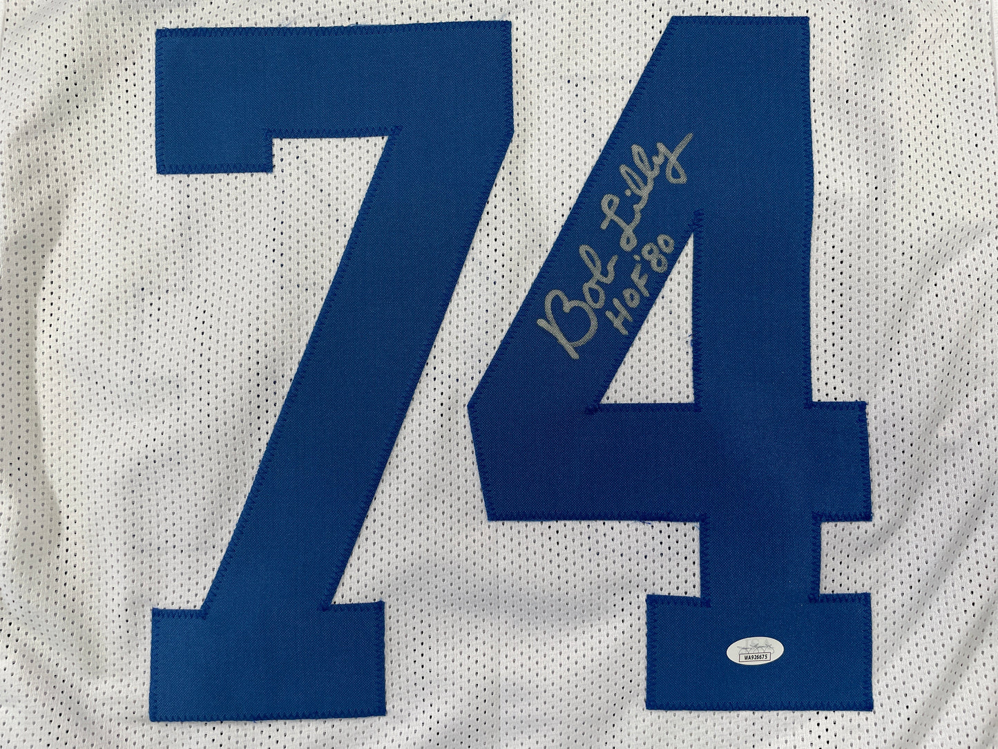 BOB LILLY DALLAS COWBOYS SIGNED STAT FOOTBALL JERSEY w/HOF JSA