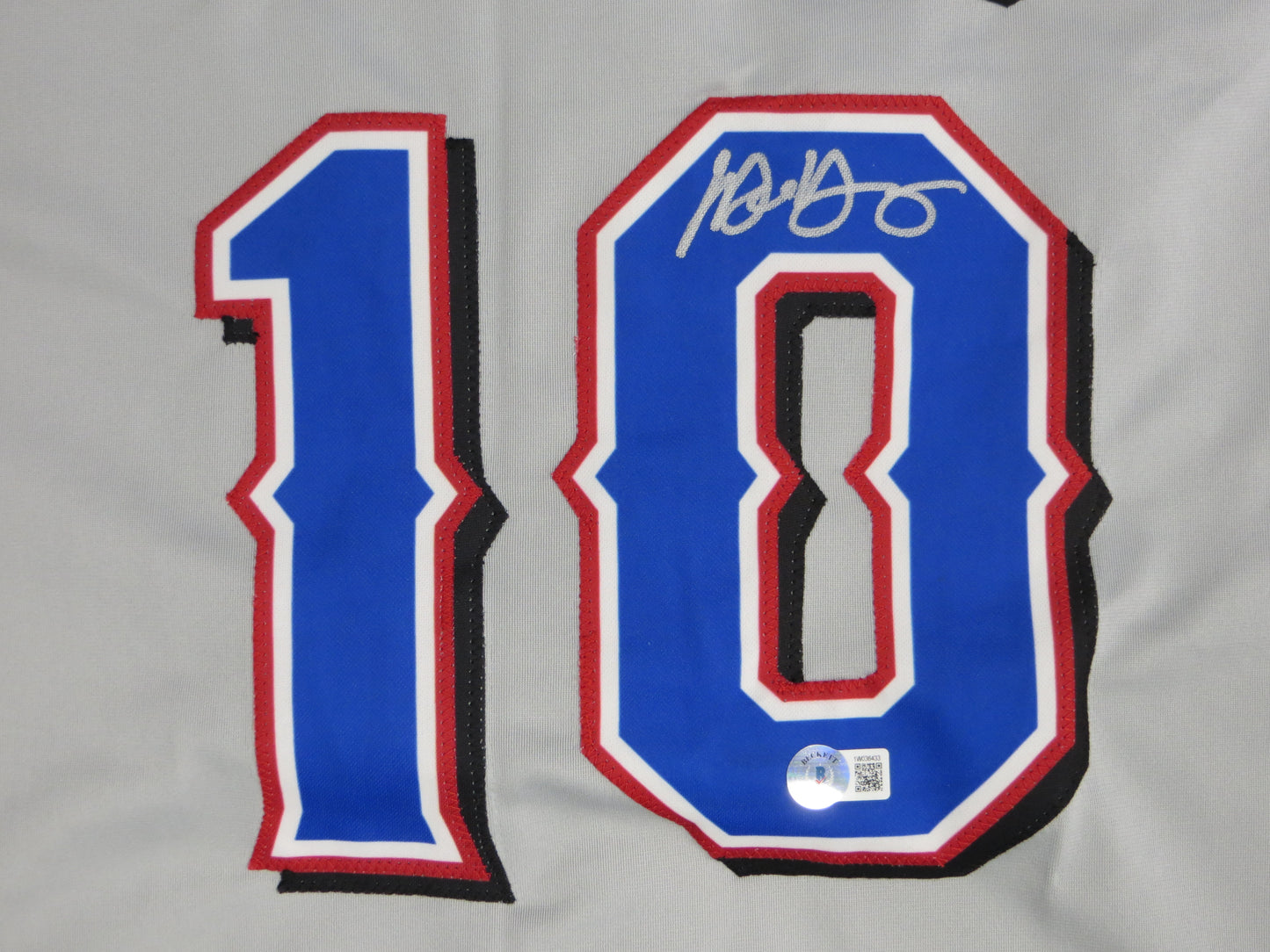 MICHAEL YOUNG TEXAS RANGERS SIGNED GRAY JERSEY size XL BAS COA