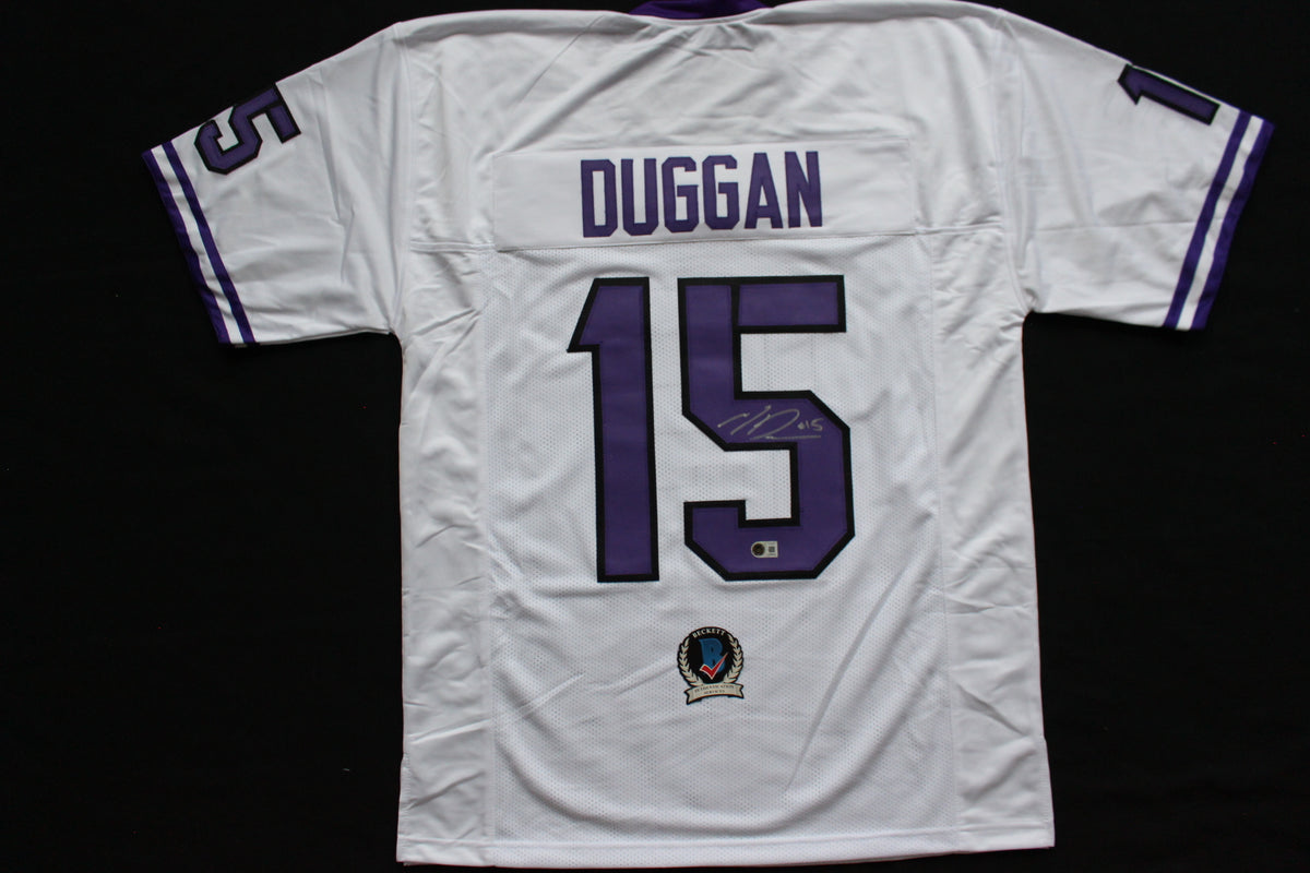 MAX DUGGAN TCU HORNED FROGS SIGNED White JERSEY BAS