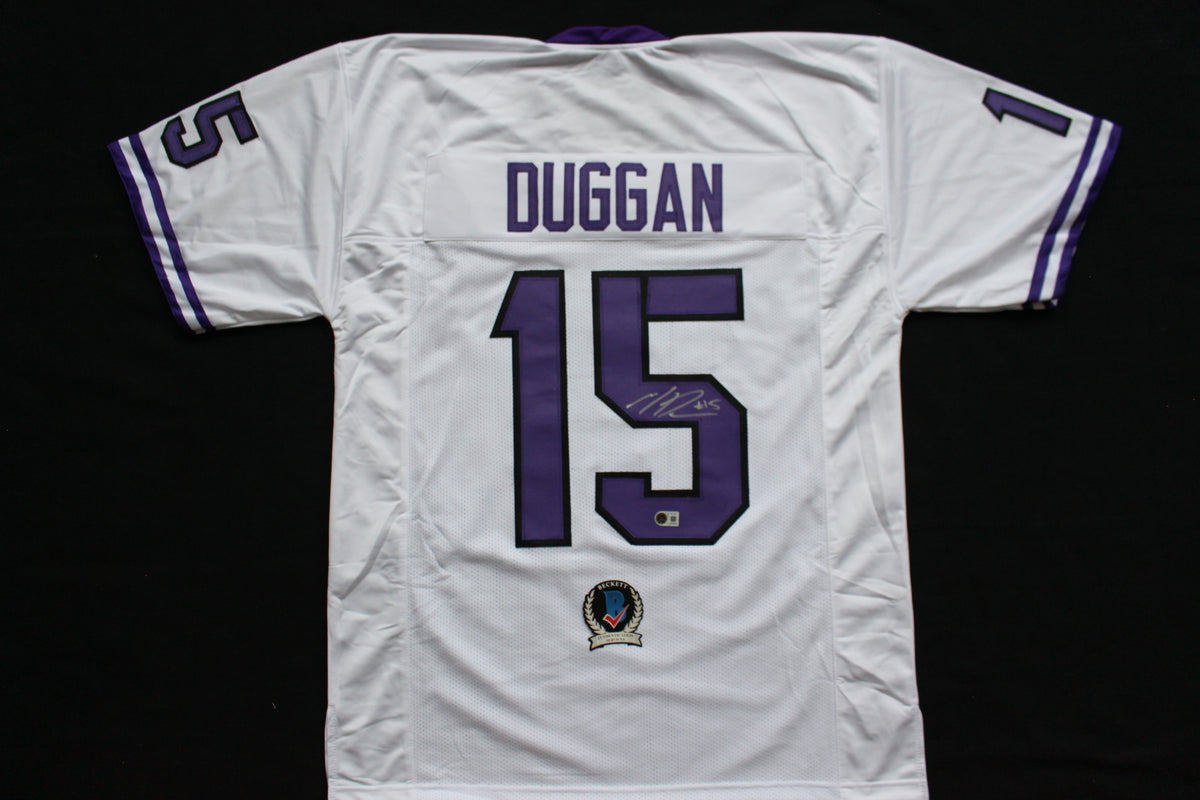 MAX DUGGAN TCU HORNED FROGS SIGNED White JERSEY BAS