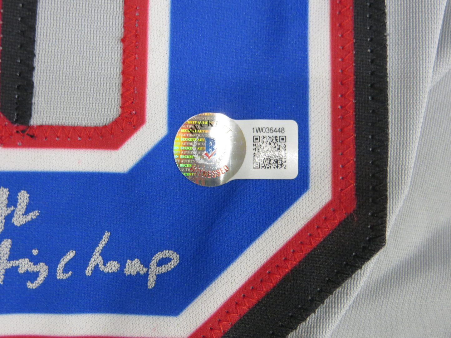 MICHAEL YOUNG TEXAS RANGERS SIGNED GRAY JERSEY w/INSC BAS COA