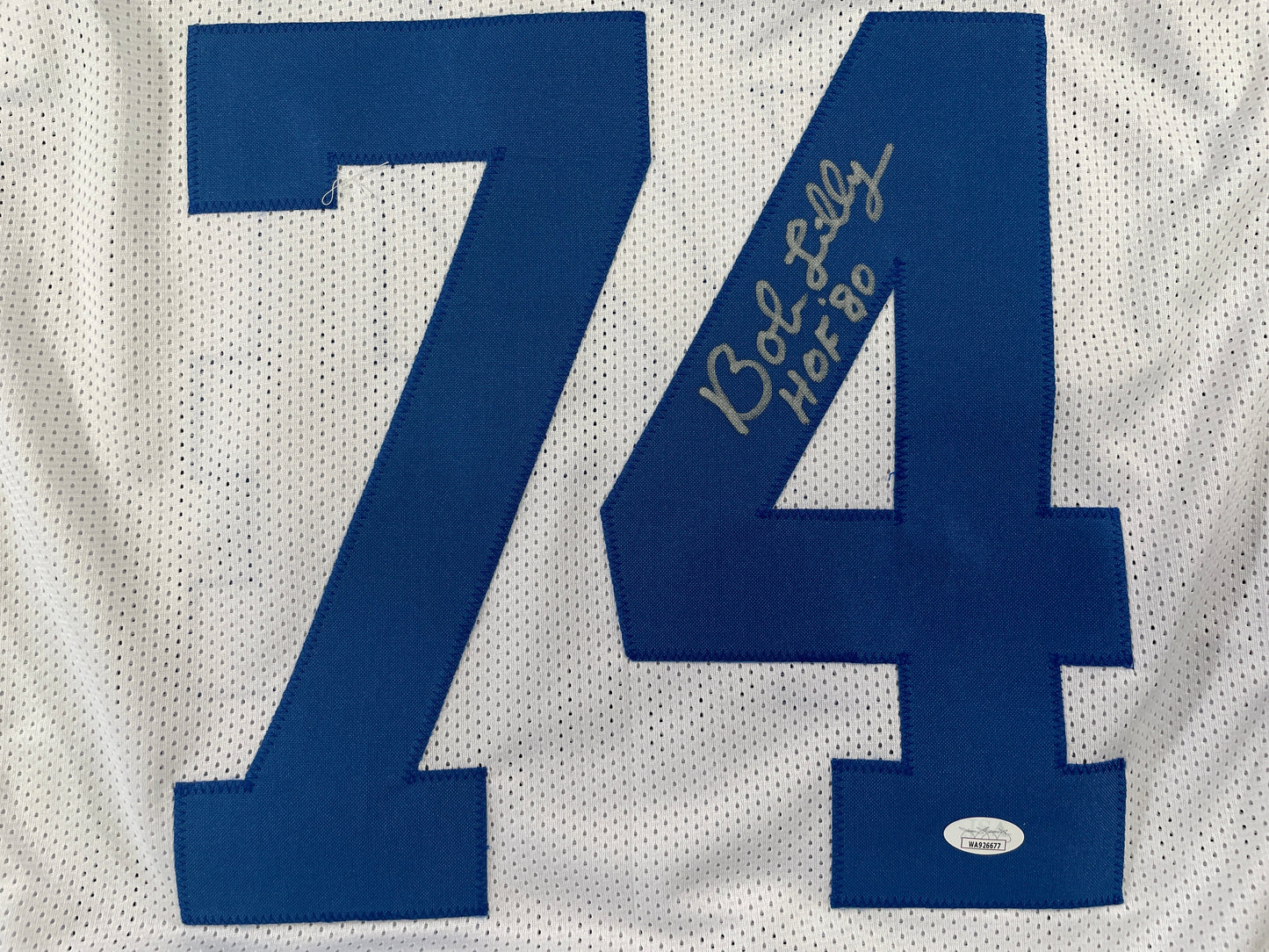 BOB LILLY DALLAS COWBOYS SIGNED STAT FOOTBALL JERSEY w/HOF JSA