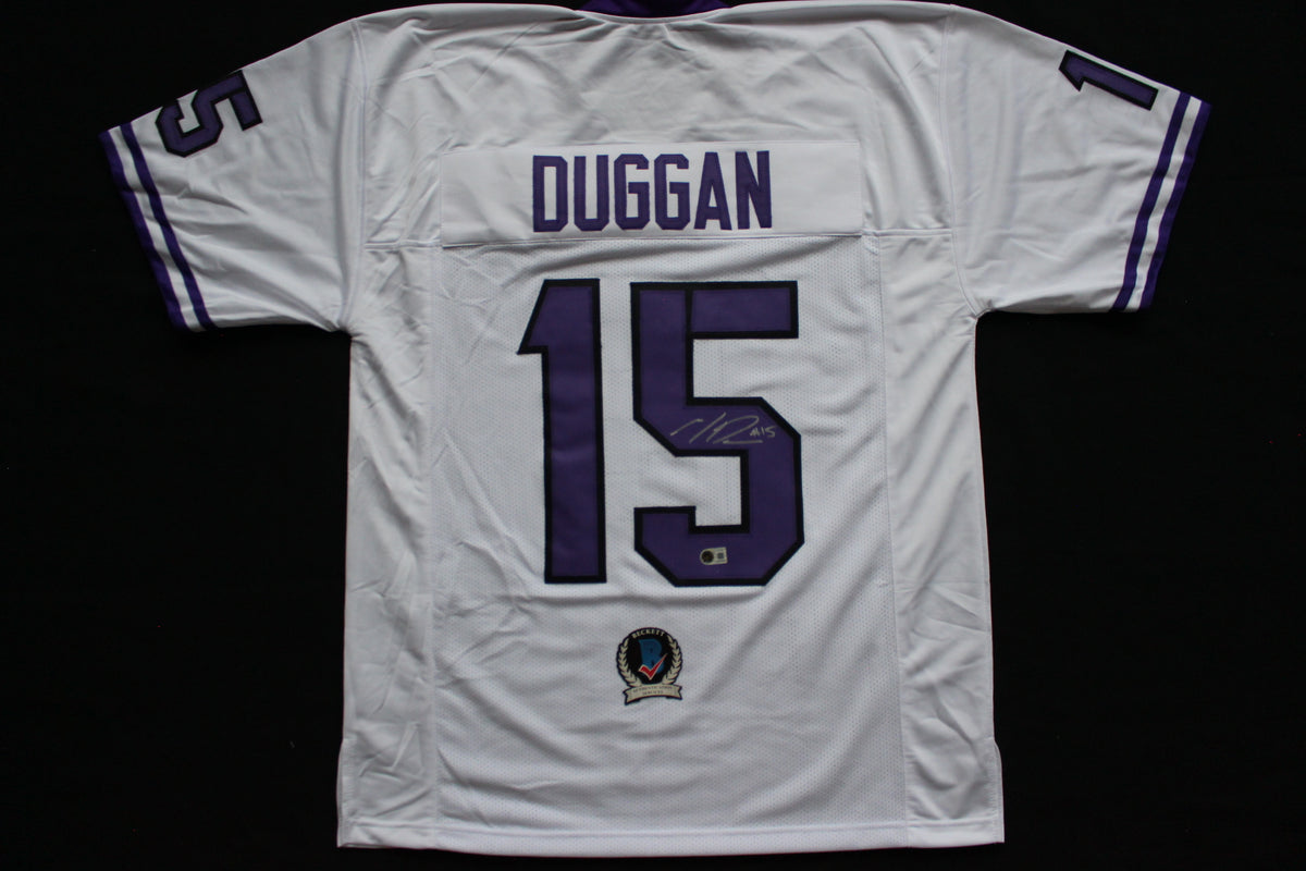 MAX DUGGAN TCU HORNED FROGS SIGNED White JERSEY BAS