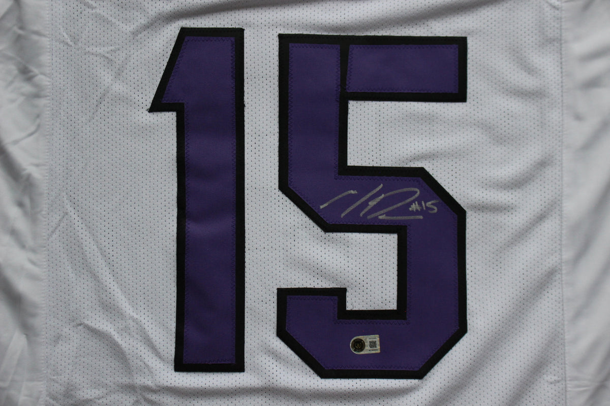 MAX DUGGAN TCU HORNED FROGS SIGNED White JERSEY BAS