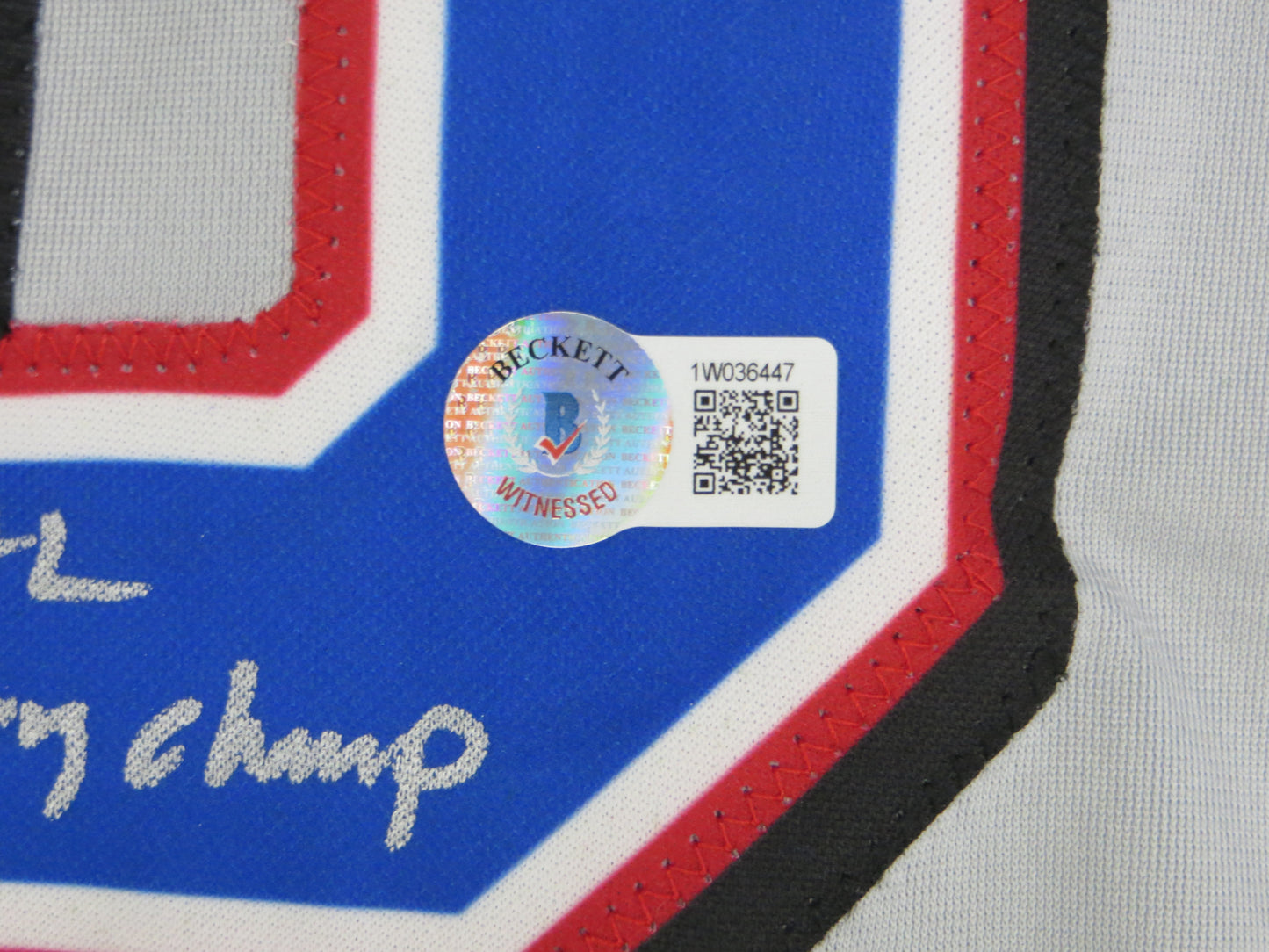 MICHAEL YOUNG TEXAS RANGERS SIGNED GRAY JERSEY w/INSC BAS COA