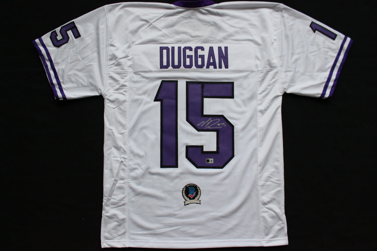 MAX DUGGAN TCU HORNED FROGS SIGNED White JERSEY BAS