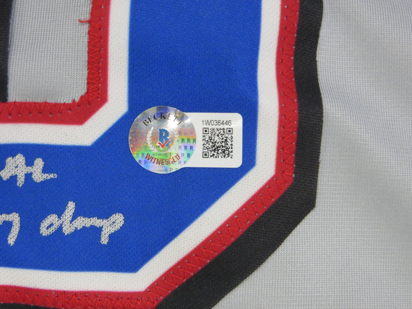 MICHAEL YOUNG TEXAS RANGERS SIGNED GRAY JERSEY w/INSC BAS COA