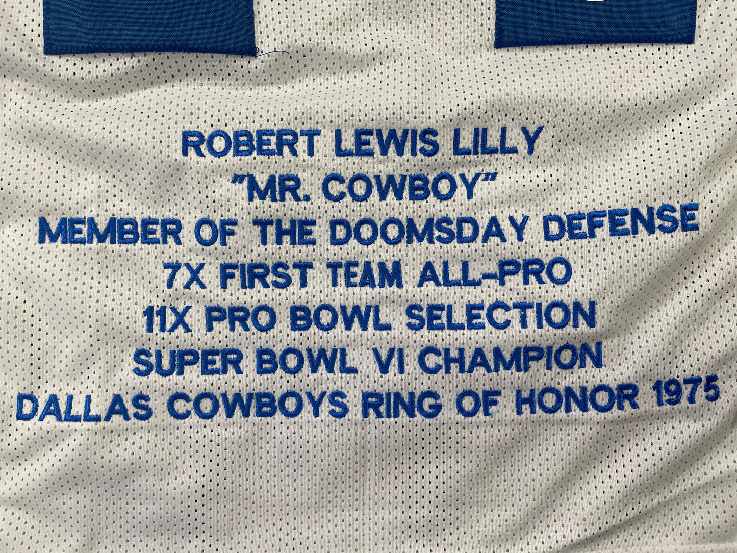 BOB LILLY DALLAS COWBOYS SIGNED STAT FOOTBALL JERSEY w/HOF JSA