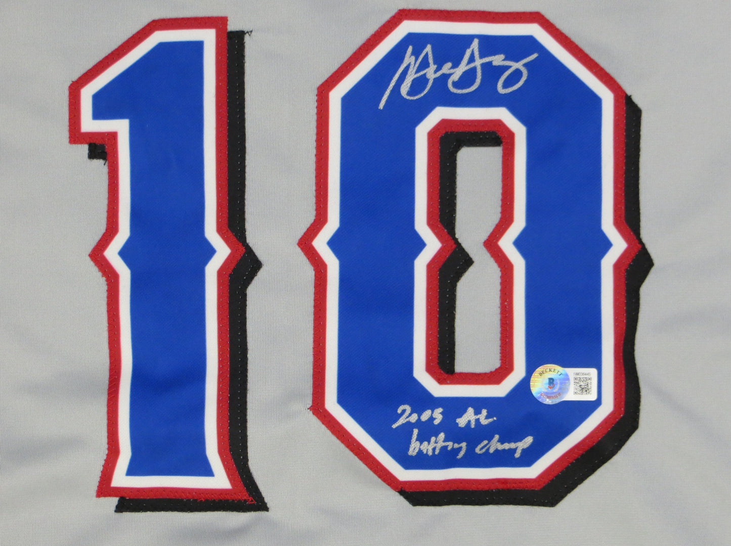 MICHAEL YOUNG TEXAS RANGERS SIGNED GRAY JERSEY w/INSC BAS COA