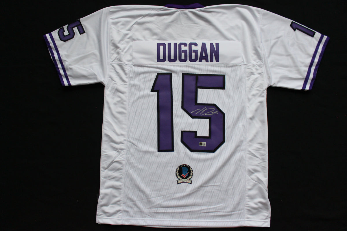 MAX DUGGAN TCU HORNED FROGS SIGNED White JERSEY BAS