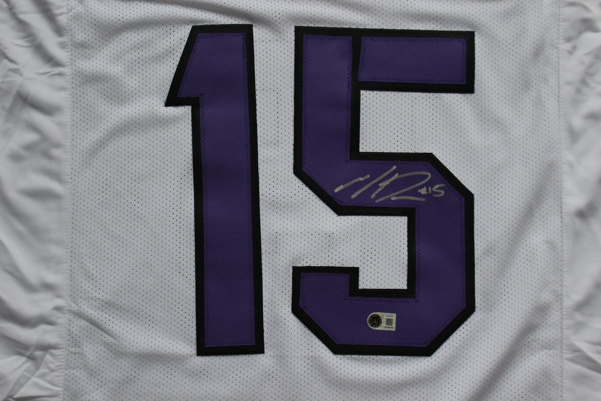 MAX DUGGAN TCU HORNED FROGS SIGNED White JERSEY BAS