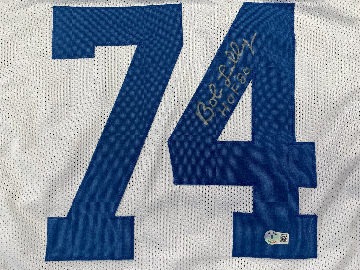 BOB LILLY DALLAS COWBOYS SIGNED STAT FOOTBALL JERSEY w/HOF BAS