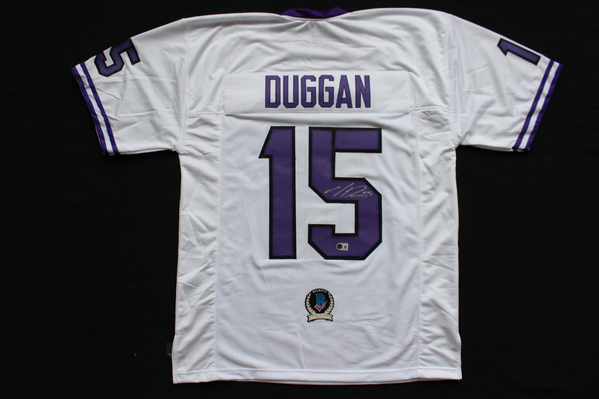MAX DUGGAN TCU HORNED FROGS SIGNED White JERSEY BAS