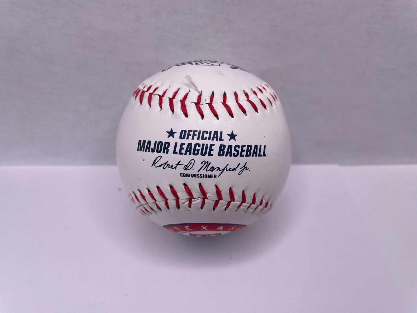 JEFF RUSSELL SIGNED LOGO BASEBALL Texas Rangers DALLAS CARD SHOW DCS Authentic