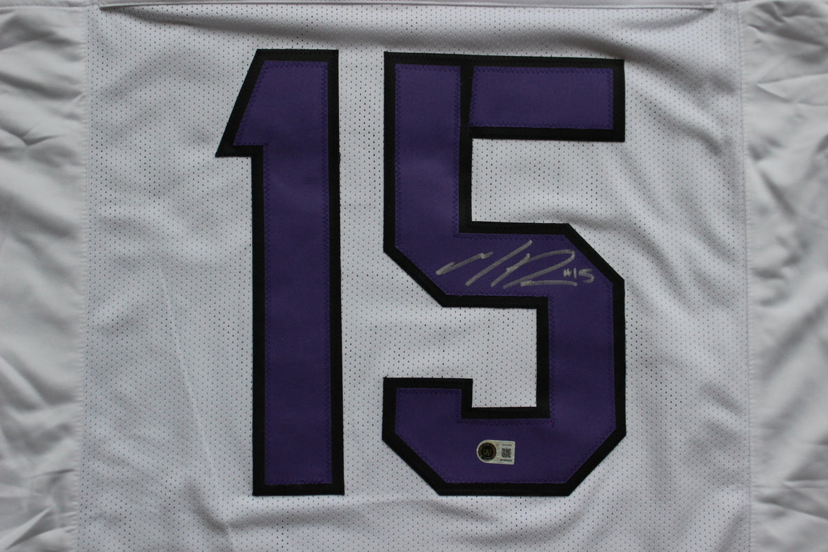 MAX DUGGAN TCU HORNED FROGS SIGNED White JERSEY BAS